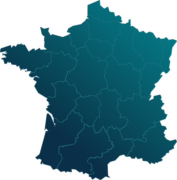 Map of France showing the locations of IFP Training training centers