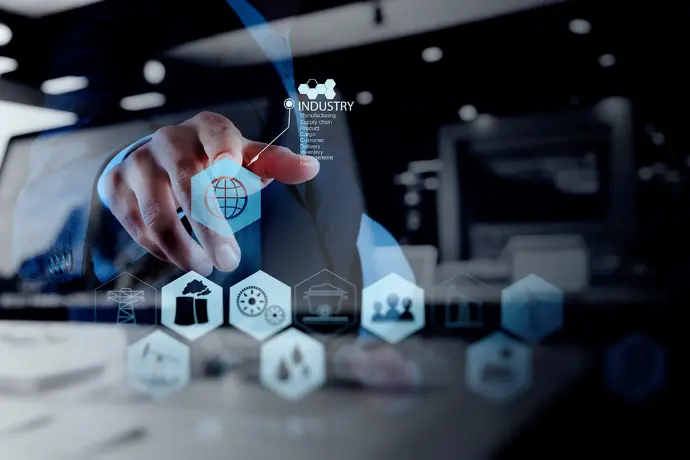 Digital interface illustrating training solutions for the energy industry