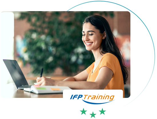 Learner attending an online training course and validating skills through an IFP Training certificate