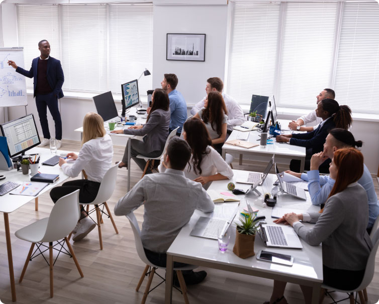 In-person professional training session with a group of participants