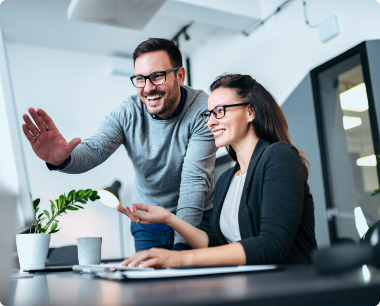 Employees working together during a customized professional training session