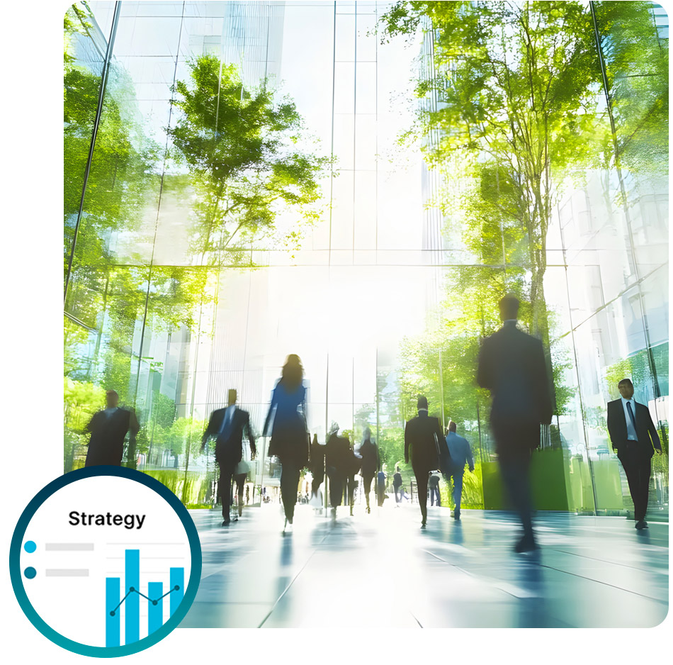 Professionals walking in a modern urban environment symbolizing business performance and strategy