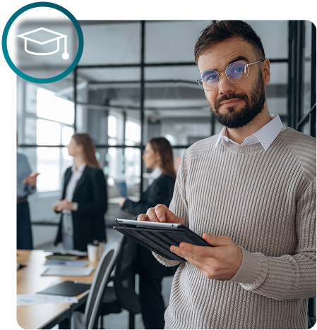 Apprenticeship mentor supporting and guiding an apprentice within a company